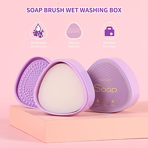 Docolor Makeup Brushes Cleaner Set, Solid Soap Cleanser with Color Removal Sponge, Brush Cleaning Mat for Makeup Brushes Cleaner Easy to Clean Blenders Brushes Shampoo Removes Shadow Color