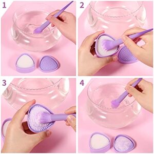 Docolor Makeup Brushes Cleaner Set, Solid Soap Cleanser with Color Removal Sponge, Brush Cleaning Mat for Makeup Brushes Cleaner Easy to Clean Blenders Brushes Shampoo Removes Shadow Color