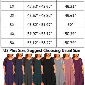 Womens Plus Size Nightgowns Sleepwear Short Sleeve Sleep Dress Maxi Night Gowns with Pockets 4X Pink