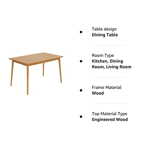 Panana Modern Dining Table 47 Inch Kitchen Table with Solid Wood Leg Oak Finish Dinner Table Dining Room Home Furniture Natural