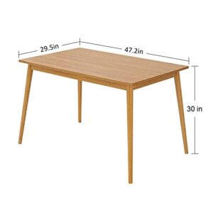 Panana Modern Dining Table 47 Inch Kitchen Table with Solid Wood Leg Oak Finish Dinner Table Dining Room Home Furniture Natural