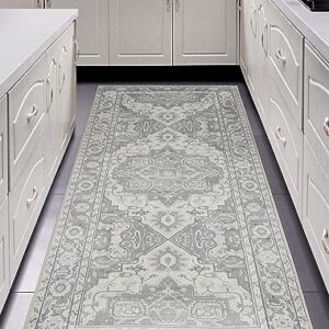 MaxRugrs Kitchen Rug Runner for Hallways 2'6"x6' No Crease Machine Washable Stain Resistant Non Skid Rubber Backing Mat-Bedroom & Laundry - Vintage Floor Carpet Family & Pet Friendly