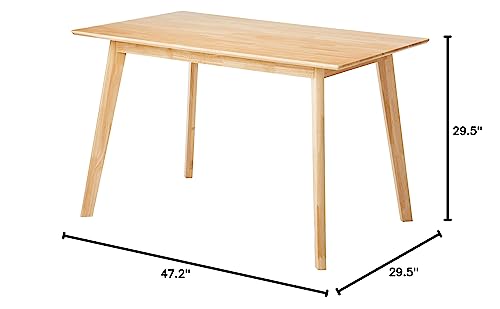 Amazon Basics FSC Certified Solid Wood Kitchen Rectangular Dining Table, Natural Wood, 29.5"D x 47.2"W x 29.5"H