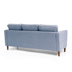 Mellow HANA Modern Linen Fabric Loveseat/Sofa/Couch with Armrest Pockets, Dusty Blue