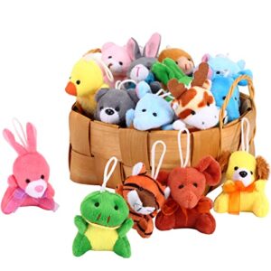 Axbotoy 48 Pieces Mini Plush Animals Toys Set, Small Stuffed Animal Keychain Set for Valentine Gift,Easter Egg Filter,Carnival Prizes, Classroom Rewards, Goody Bags Filler,Party Favors