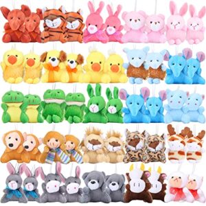 axbotoy 48 pieces mini plush animals toys set, small stuffed animal keychain set for valentine gift,easter egg filter,carnival prizes, classroom rewards, goody bags filler,party favors