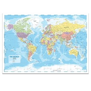 hambli world map for wall – 37” x 26” large map of the world poster - world map wall art for classroom, kids & travel