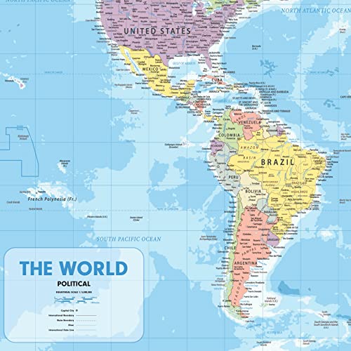 Hambli World Map For Wall – 37” x 26” Large Map of the World Poster - World Map Wall Art For Classroom, Kids & Travel