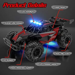 BLUEJAY Remote Control Car - 2.4GHz High Speed 33KM/H RC Cars Toys, 1:12 Monster RC Truck Off Road Hobby Toys with LED Headlight and Rechargeable Battery Gifts for Adults Boys 8-12 Kids