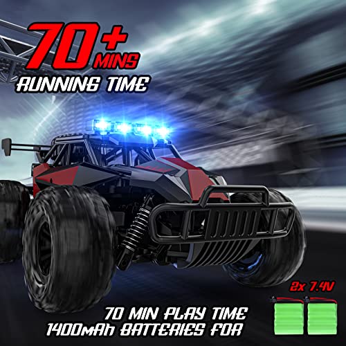 BLUEJAY Remote Control Car - 2.4GHz High Speed 33KM/H RC Cars Toys, 1:12 Monster RC Truck Off Road Hobby Toys with LED Headlight and Rechargeable Battery Gifts for Adults Boys 8-12 Kids