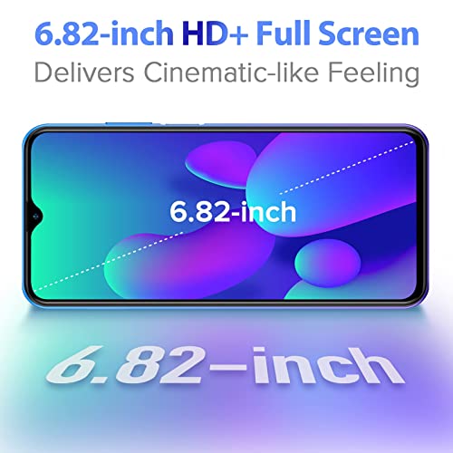 Ulefone Note 12P 4G Unlocked Cell Phones, 6.82" HD+ Waterdrop Screen, 7700mAh Battery, OTG, 13MP Triple Rear Camera, Android 11 Octa-Core 4GB + 64GB, Face Unlock Finger Reader Unlocked Phones - Black