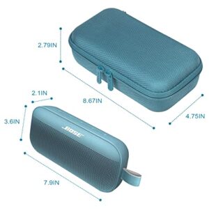 BOVKE Hard Travel Speaker Case for Bose SoundLink Flex Bluetooth Portable Speaker, Extra Mesh Pocket for Bluetooth Speakers Bose Charger, Charging Cables, Stone Blue