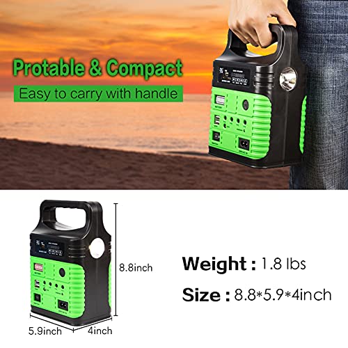 Solar Generator - Portable Power Station for Emergency Power Supply,Portable Generators for Camping,Home Use&Outdoor,Solar Powered Generator With Panel Including 3 Sets LED Light (green)