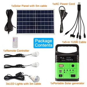 Solar Generator - Portable Power Station for Emergency Power Supply,Portable Generators for Camping,Home Use&Outdoor,Solar Powered Generator With Panel Including 3 Sets LED Light (green)