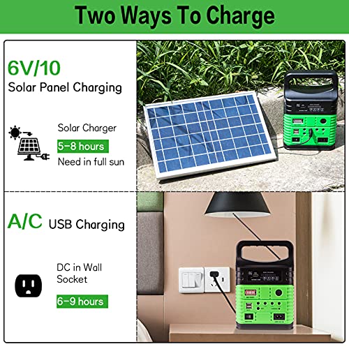 Solar Generator - Portable Power Station for Emergency Power Supply,Portable Generators for Camping,Home Use&Outdoor,Solar Powered Generator With Panel Including 3 Sets LED Light (green)