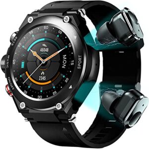 guiqu smart watch with earbuds, bluetooth 5.3 hifi sound effect [gps 45mm] monitor tracker for health fitness running sleep cycles, us version compatible android and ios