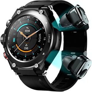 GUIQU Smart Watch with Earbuds, Bluetooth 5.3 HiFi Sound Effect [GPS 45mm] Monitor Tracker for Health Fitness Running Sleep Cycles, US Version Compatible Android and iOS