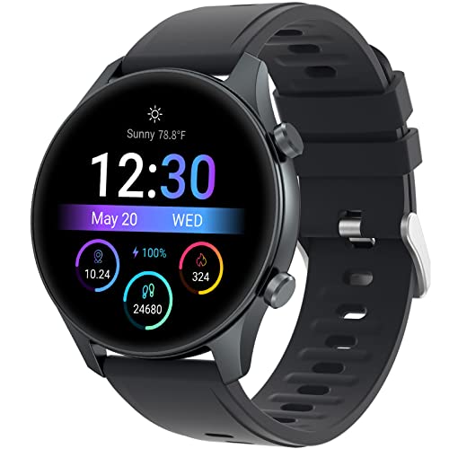 Smart Watch for Men Women Quick Text Reply 1.2" AMOLED Always-on Display for Android Phones and iOS Compatible iPhone Samsung Oxygen Heart Rate Monitor 3ATM Smartwatch