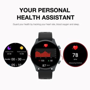 Smart Watch for Men Women Quick Text Reply 1.2" AMOLED Always-on Display for Android Phones and iOS Compatible iPhone Samsung Oxygen Heart Rate Monitor 3ATM Smartwatch