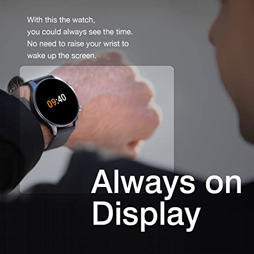 Smart Watch for Men Women Quick Text Reply 1.2" AMOLED Always-on Display for Android Phones and iOS Compatible iPhone Samsung Oxygen Heart Rate Monitor 3ATM Smartwatch