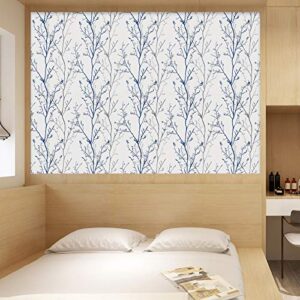 Mecpar Gray Blue Tree Branches Peel and Stick Wallpaper 17.71" x 118" Natural Wall Paper Modern Tree Branch Contact Paper Removable Wallpaper Self-Adhesive Vinyl for Furniture Crafts Walls