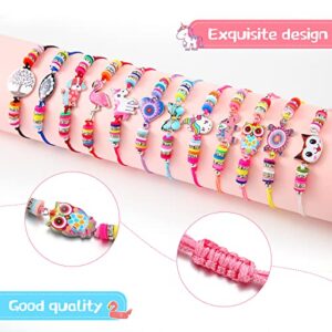 24 Pcs Little Girl Jewelry Set Kids Unicorn Necklace Cute Woven Bracelet Ring for Girls Pretend Dress up Party Favor (Vivid Style)