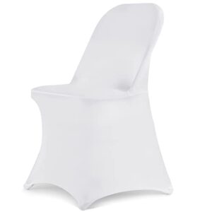 hainarvers stretch spandex folding chair covers 10pcs, universal fitted chair cover protector for wedding, party, banquet, holidays, celebration, decoration elastic chair cover(white 10pcs)