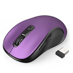 deeliva wireless mouse, computer mouse wireless 2.4g usb cordless mouse with 3 adjustable dpi, 6 buttons, ergonomic portable silent mice for laptop pc computer chromebook (purple)