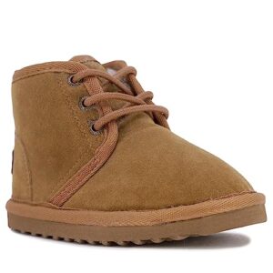 nautica kids boot with sherpa fur lining for snow and winter-warm ankle slipper bootie for boys & girls - sizes for big kid - little kid-toddler-dulverton-tan size-11