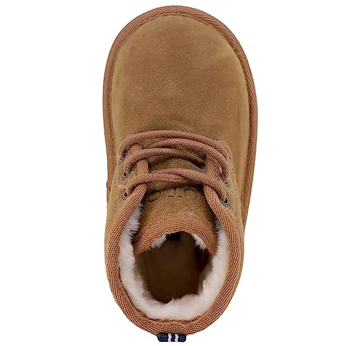 Nautica Kids Boot With Sherpa Fur Lining For Snow And Winter-Warm Ankle Slipper Bootie For Boys & Girls - Sizes For Big Kid - Little Kid-Toddler-Dulverton-Tan Size-11