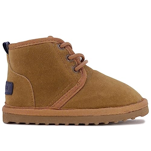 Nautica Kids Boot With Sherpa Fur Lining For Snow And Winter-Warm Ankle Slipper Bootie For Boys & Girls - Sizes For Big Kid - Little Kid-Toddler-Dulverton-Tan Size-11