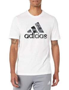 adidas men's essentials camouflage printed tee, white, large
