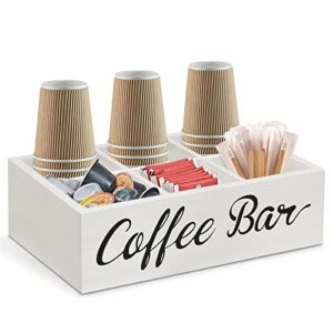lzhevsk wooden coffee station organizer, coffee bar accessories organizer for coffee bar decor, kcup coffee pods holder storage basket with removable dividers, coffee tea bag dispenser organizer