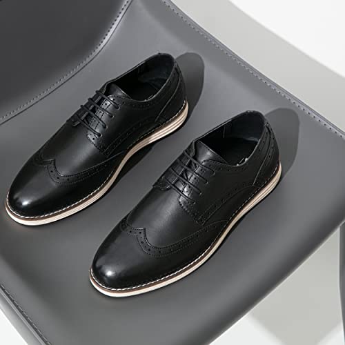 Vostey Men's Dress Shoes Black Casual Dress Shoes for Men Wingtip Oxford Shoes Business Dress Shoes (BMY617A Black 10.5)