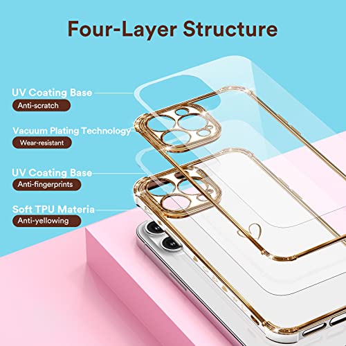 DAVIKO Compatible with iPhone 13 Pro Case for Women, Luxury Soft TPU Shockproof Protective Phone Case, Full Camera Protection Raised Reinforced Corners, 6.1 inch, White