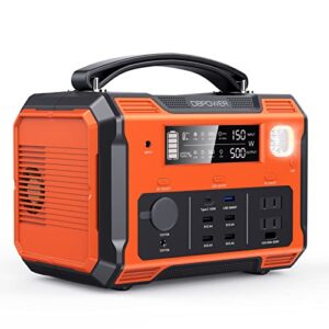 dbpower portable power station 505wh 500w (peak 1000w) outdoor generator mobile lithium battery pack with 110v ac outlet (solar panel not included) sos led for road trip camping outdoor adventure