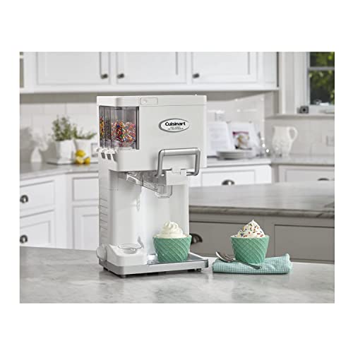 Cuisinart ICE-45 Mix It In Soft Serve 1.5-Quart Ice Cream Maker (White) Bundle with Reusable Ice Cream Storage Containers (2-Pack) (2 Items)