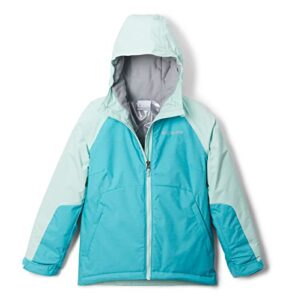 columbia youth girls alpine action ii jacket, geyser heather/sea ice, small