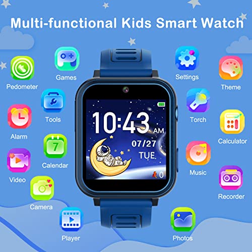 Smart Watch for Kids Boys, Kids Smart Watch Boys With 24 Games Alarm Clock Calendaring Camera Music Player Time Display Video & Audio Recording, Toys for 3-12 Years Old Boys Touchscreen Toddler Watch