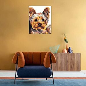 TISHIRON Oil Hand Painting Yorkshire Terrier Puppy DIY Paint by Numbers Cute Dog Painting on Canvas for Adults Beginner Kids Drawing with Brushes Christmas Gift Wall Decorations 16'' W x 20'' L