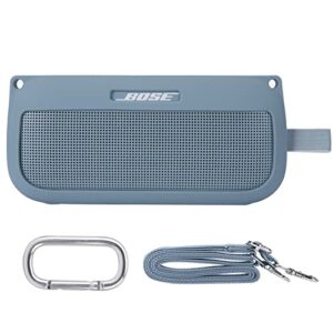 co2crea soft silicone case replacement for bose soundlink flex bluetooth portable speaker (silicone case, stone blue case)