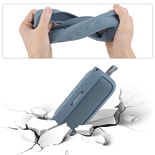 co2CREA Soft Silicone Case Replacement for Bose SoundLink Flex Bluetooth Portable Speaker (Silicone Case, Stone Blue Case)