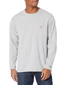carhartt men's force relaxed fit midweight long-sleeve pocket t-shirt, heather grey, x-large