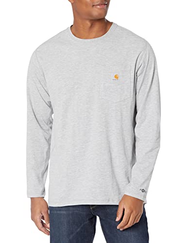 Carhartt Men's Force Relaxed Fit Midweight Long-Sleeve Pocket T-Shirt, Heather Grey, X-Large