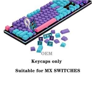 PBT keycap, 104 Key Customization, 60% Backlight with Key Puller OEM Configuration American Layout, Suitable for 61/87/104 Cherry MX Mechanical Keyboard (keycap only)