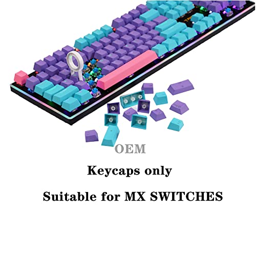 PBT keycap, 104 Key Customization, 60% Backlight with Key Puller OEM Configuration American Layout, Suitable for 61/87/104 Cherry MX Mechanical Keyboard (keycap only)