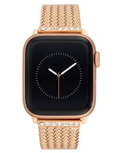 anne klein mesh fashion band for apple watch, secure, adjustable, apple watch replacement band, fits most wrists (42/44/45mm, rose gold),wk-1015rgrg