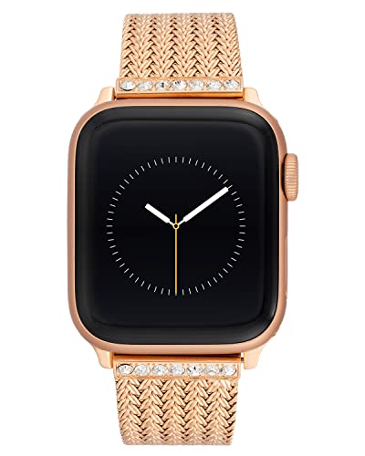 Anne Klein Mesh Fashion Band for Apple Watch, Secure, Adjustable, Apple Watch Replacement Band, Fits Most Wrists (42/44/45mm, Rose Gold),WK-1015RGRG