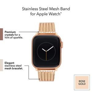 Anne Klein Mesh Fashion Band for Apple Watch, Secure, Adjustable, Apple Watch Replacement Band, Fits Most Wrists (42/44/45mm, Rose Gold),WK-1015RGRG