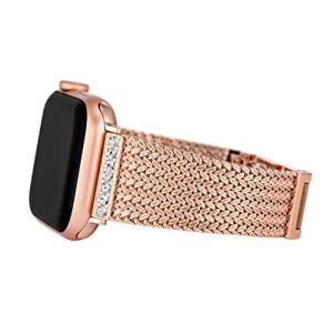 Anne Klein Mesh Fashion Band for Apple Watch, Secure, Adjustable, Apple Watch Replacement Band, Fits Most Wrists (42/44/45mm, Rose Gold),WK-1015RGRG